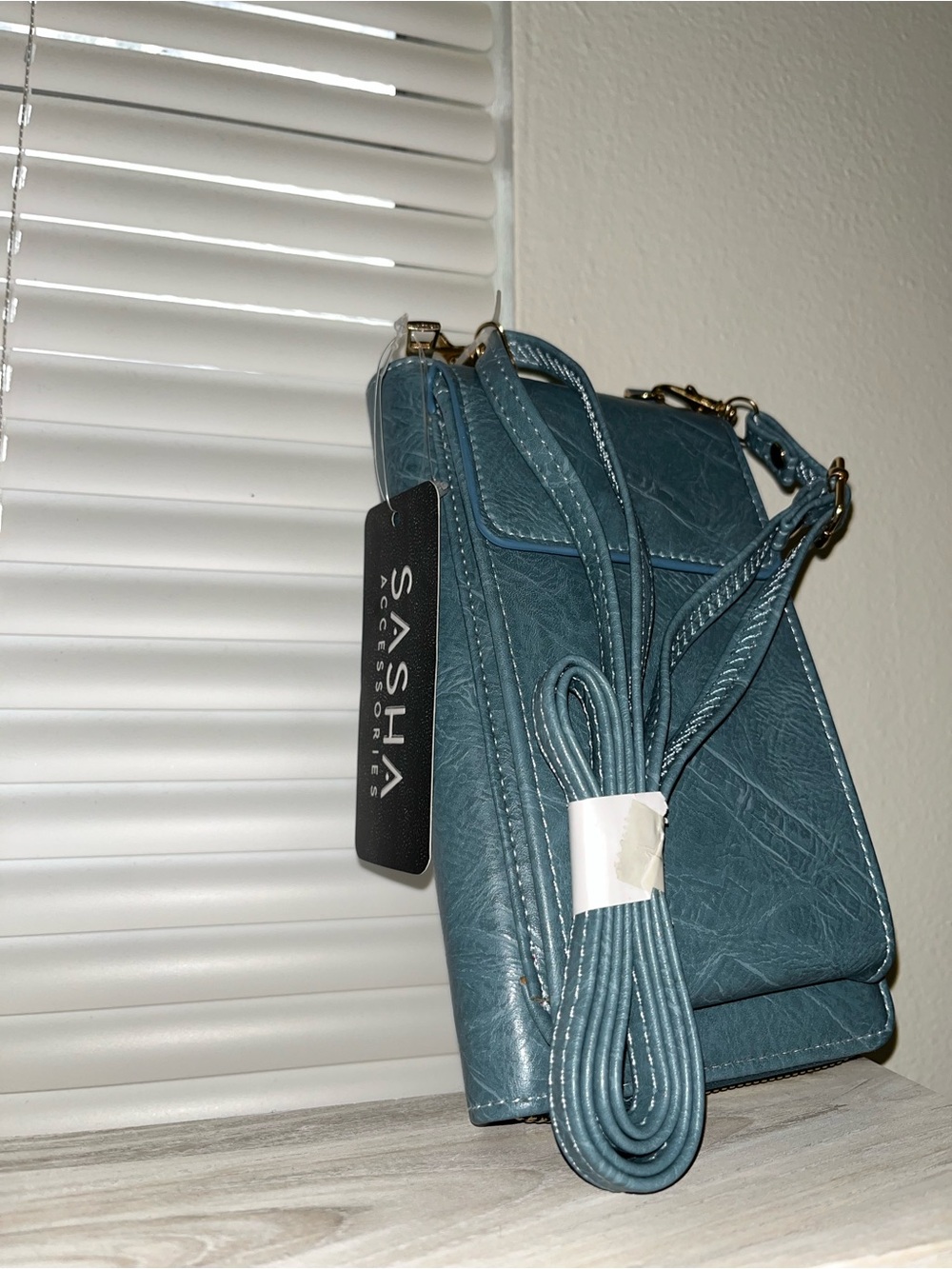 Sasha Teal Crossbody Bag – Women's Compact Textured Shoulder Purse